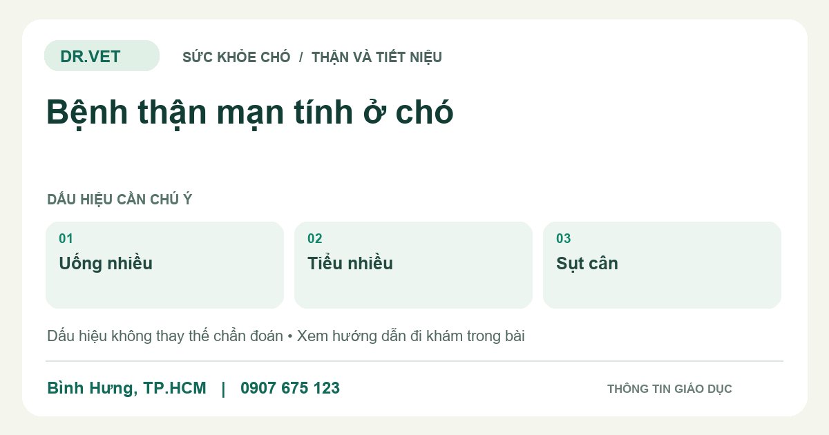 Đồ họa giáo dục: Bệnh thận mạn tính ở chó – uống nhiều, tiểu nhiều, sụt cân. Không phải ảnh ca bệnh.
